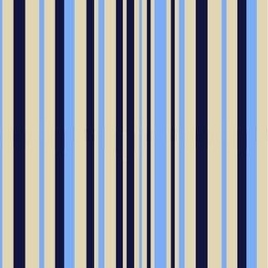 Trip to the Moon - Assymetrical Stripes - Ivory, Midnight Blue, Light Blue - e2d5b2, 121540, 7bacf8