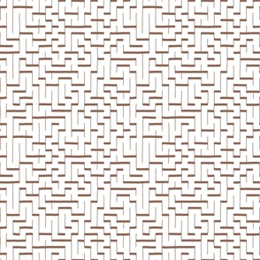 simple line maze - modern tribal feel - earthy brown on white