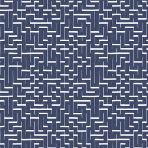 simple line labyrinth maze white on dark blue