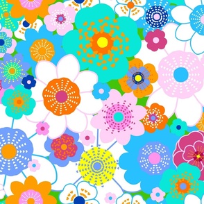 Joyful Flower Field - Floral Dopamine Rainbow - Large