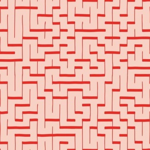 maze red on peachy pink