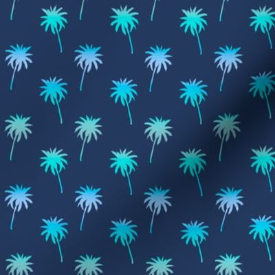 Small Ocean Ombre Palm Trees Silhouettes on Navy by Brittanylane