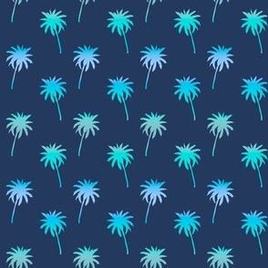 Small Ocean Ombre Palm Trees Silhouettes on Navy by Brittanylane