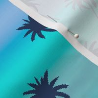 Navy Palm Tree Silhouettes on Ocean Ombré by Brittanylane