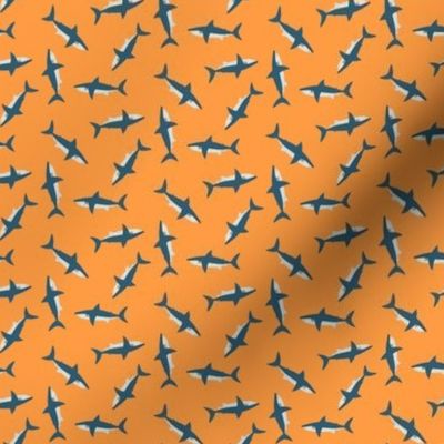 Tiny Tossed Sharks on Brightest Orange