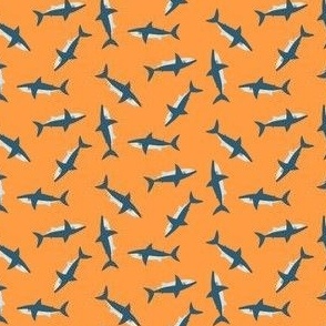 Tiny Tossed Sharks on Brightest Orange