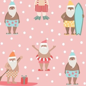 Surfin' Santas at the beach pink - Decor size