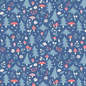 12" Blue and red woodland nursery 