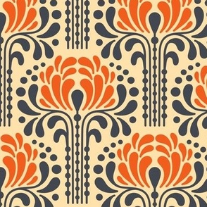 1059  - vintage flowers, orange