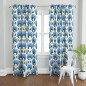 1064 large scale - retro blue flowers