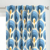 1064 large scale - retro blue flowers