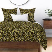 Boho floral - yellow on brownish black - medium 