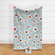 Daisies Sunny Side Up Retro Red Green