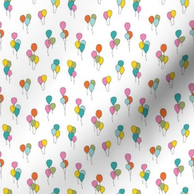 Happy birthday balloon party celebration design with balloons in colorful green blue orange gender neutral on white SMALL 