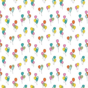 Happy birthday balloon party celebration design with balloons in colorful green blue orange gender neutral on white SMALL 