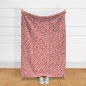 Boho floral - vermilion on pink -  medium 