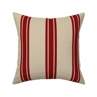 21"  Vertical Dark Red  Christmas Stripes on Sand Beige