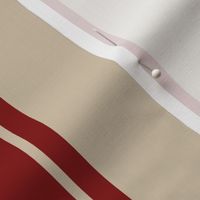 21"  Vertical Dark Red  Christmas Stripes on Sand Beige