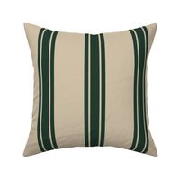 21" Vertical Dark Green Christmas Stripes on Sand Beige