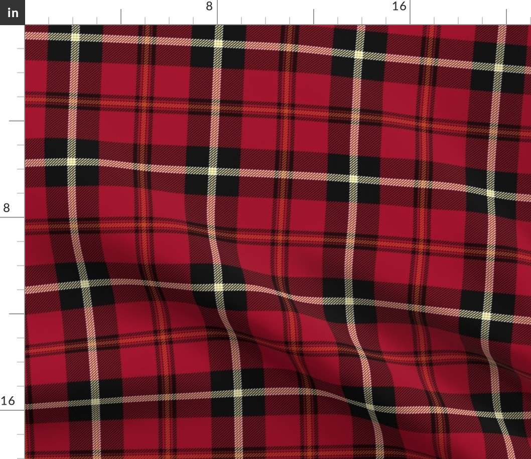 10" Red And The Blackest Wintry Highland Scottish  cabincore Tartan