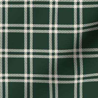 12" Green and beige Nostalgic Winter Grid, Gingham, Wintry dark green vintage christmas Checks