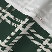 12" Green and beige Nostalgic Winter Grid, Gingham, Wintry dark green vintage christmas Checks
