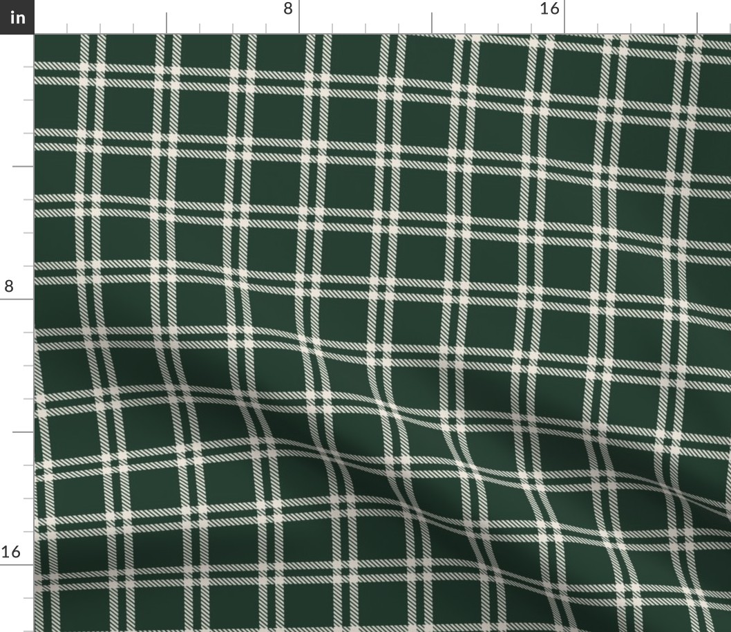 12" Green and beige Nostalgic Winter Grid, Gingham, Wintry dark green vintage christmas Checks