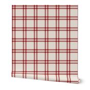 12" Red And Beige Grid, Gingham, Nostalgic Winter Grid, Gingham, Wintry vintage christmas Checks