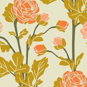 Retro floral - mod curtains XL