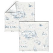 Winnie-the-Pooh Toile, vintage blue on cream, classic storybook nursery 