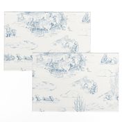 Winnie-the-Pooh Toile, vintage blue on cream, classic storybook nursery 