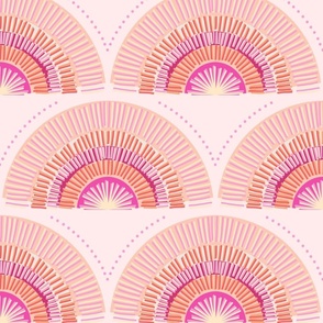 Moonrise Art Deco  XL wallpaper scale peachy pink by Pippa Shaw