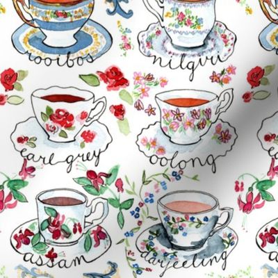 watercolor tea cups