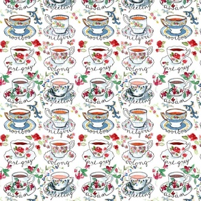 Vintage Tea Cups Fabric, Wallpaper and Home Decor