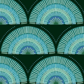 Moonrise Art Deco   XL wallpaper scale celestiall green by Pippa Shaw