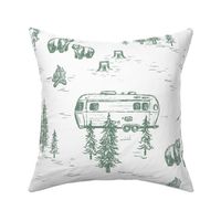 Airstream Camping in the Mountains for Home Decor & Wallpaper in Green