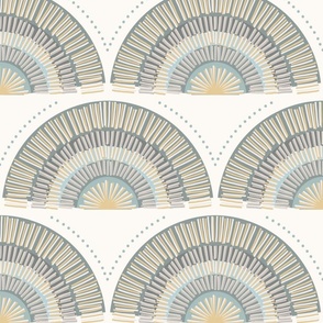 Moonrise Art Deco XL wallpaper scale soft neutrals by Pippa Shaw