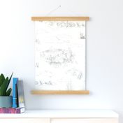 Winnie-the-Pooh Toile Light Grey,  Classic storybook wallpaper