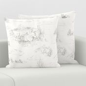 Winnie-the-Pooh Toile Light Grey,  Classic storybook wallpaper