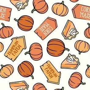 Pumpkin Patch Pumpkins - cream - fall autumn fun - LAD22