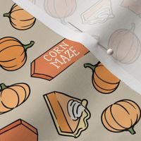 Pumpkin Patch - khaki/orange - pumpkins, corn maze, pie - LAD22