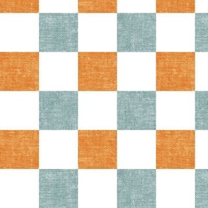 (1.5" scale) checkerboard - fall - dusty blue and orange - LAD22
