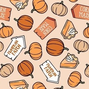 Pumpkin Patch Pumpkins - peach - corn maze, pumpkin pie, pumpkins - LAD22