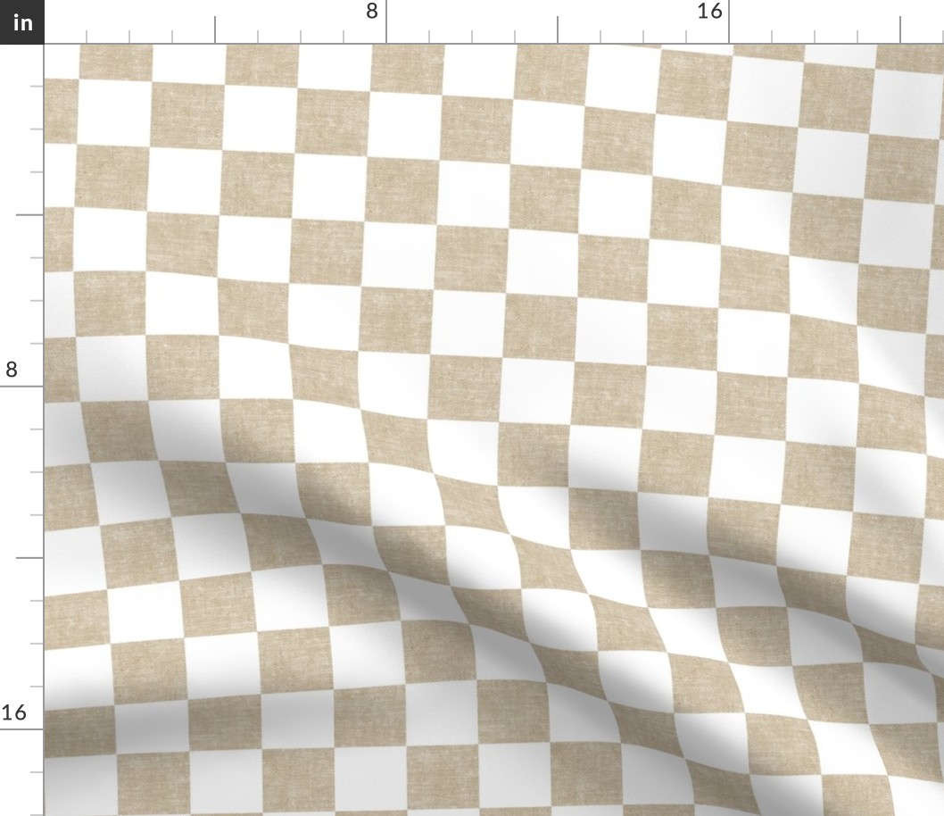 (1.5" scale) Pumpkin Patch Checkerboard - Fall Fabric - khaki - LAD22