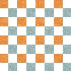 (3/4" scale) checkerboard - fall - dusty blue and orange - LAD22