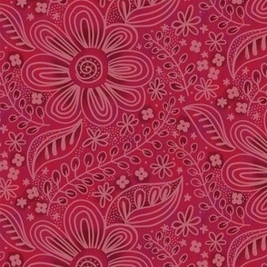 Boho red Floral small scale