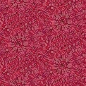 Boho red Floral tiny scale