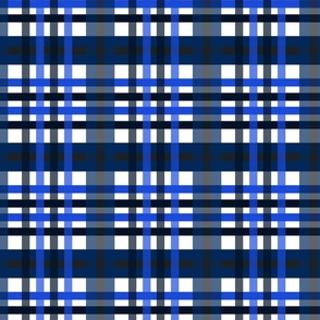 Navy to Medium Blue  Plaid Pattern 