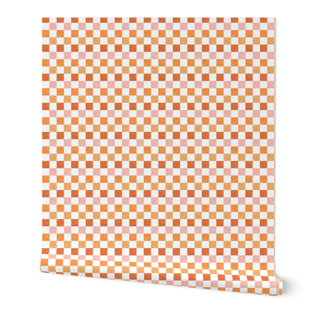 (3/4" scale) Fall checkerboard - pink/orange spice - LAD22