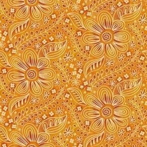 boho saffron yellow fall Floral tiny scale